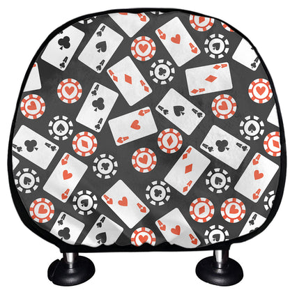 Casino Chip And Card Pattern Print Car Headrest Covers