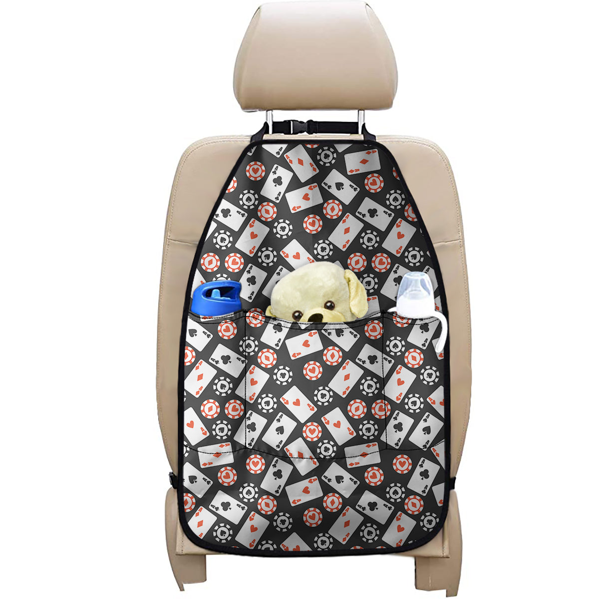 Casino Chip And Card Pattern Print Car Seat Organizers
