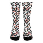 Casino Chip And Card Pattern Print Crew Socks