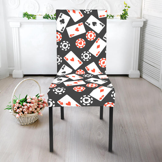 Casino Chip And Card Pattern Print Dining Chair Slipcover