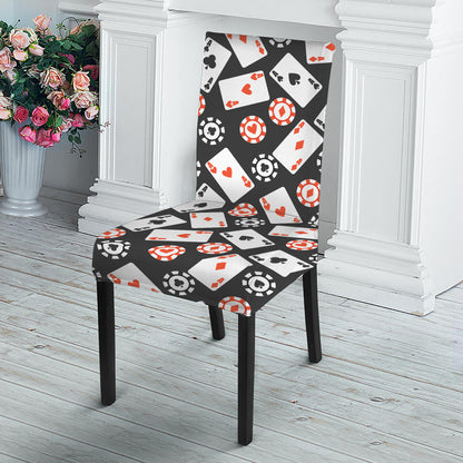 Casino Chip And Card Pattern Print Dining Chair Slipcover