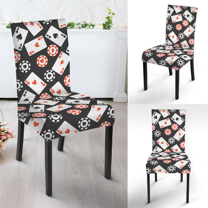 Casino Chip And Card Pattern Print Dining Chair Slipcover