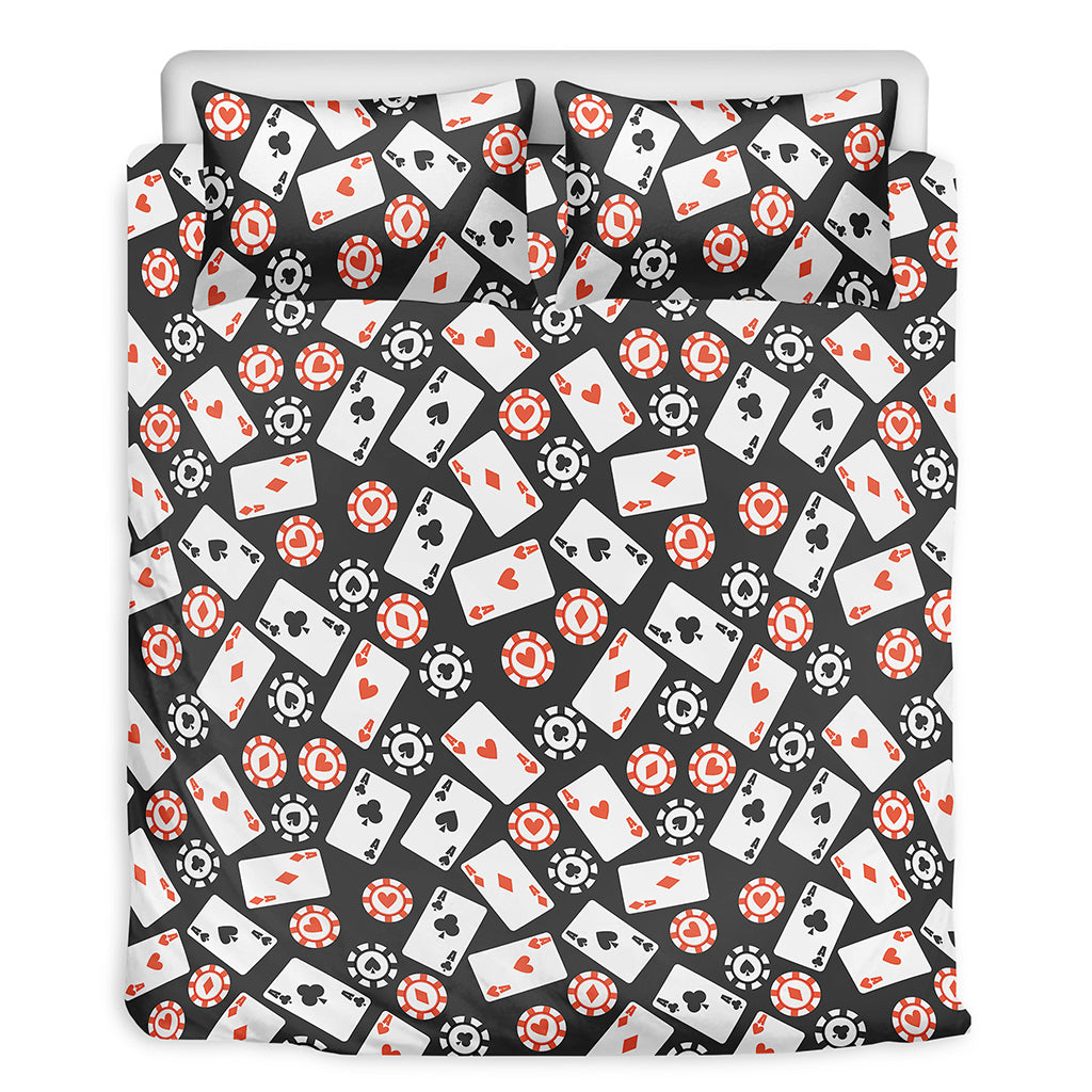 Casino Chip And Card Pattern Print Duvet Cover Bedding Set