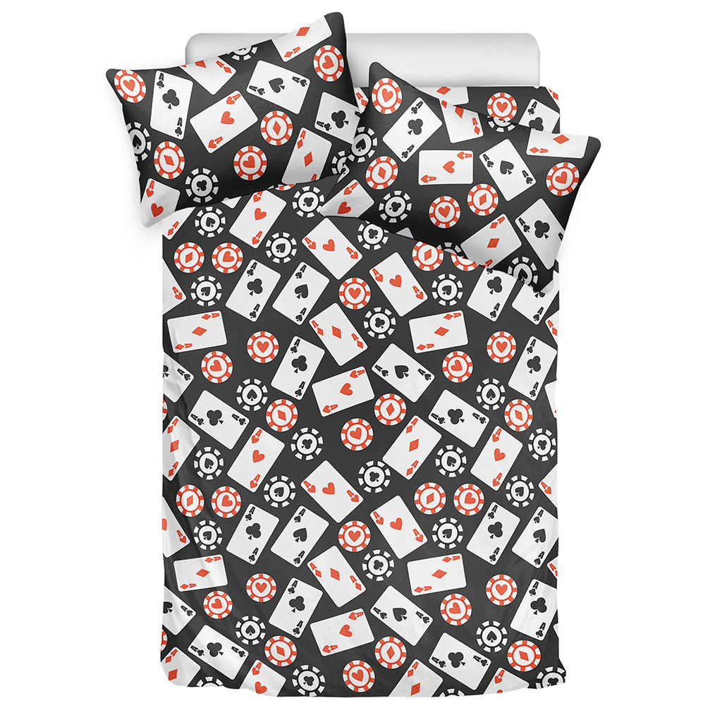 Casino Chip And Card Pattern Print Duvet Cover Bedding Set