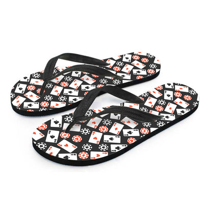 Casino Chip And Card Pattern Print Flip Flops