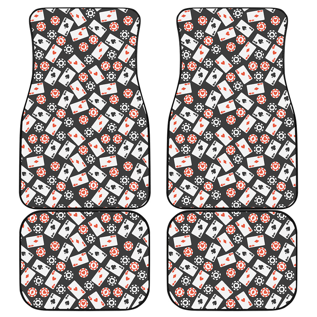 Casino Chip And Card Pattern Print Front and Back Car Floor Mats