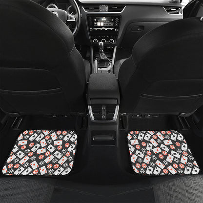Casino Chip And Card Pattern Print Front and Back Car Floor Mats