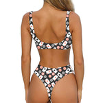Casino Chip And Card Pattern Print Front Bow Tie Bikini