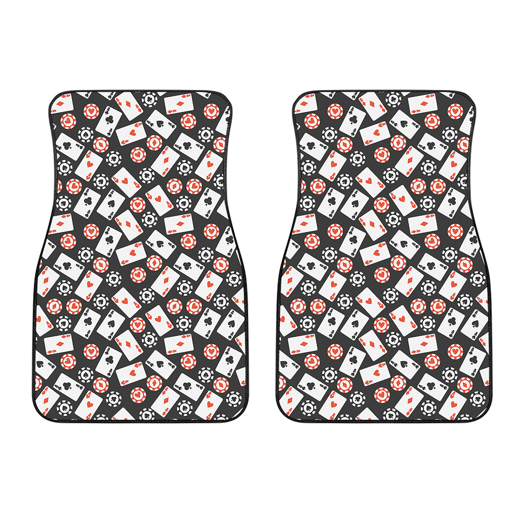 Casino Chip And Card Pattern Print Front Car Floor Mats