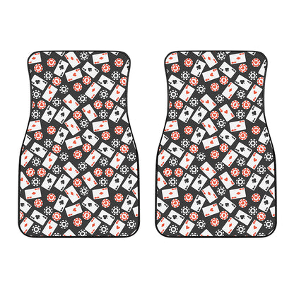 Casino Chip And Card Pattern Print Front Car Floor Mats