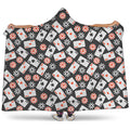 Casino Chip And Card Pattern Print Hooded Blanket