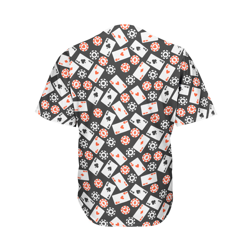 Casino Chip And Card Pattern Print Men's Baseball Jersey