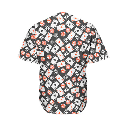 Casino Chip And Card Pattern Print Men's Baseball Jersey