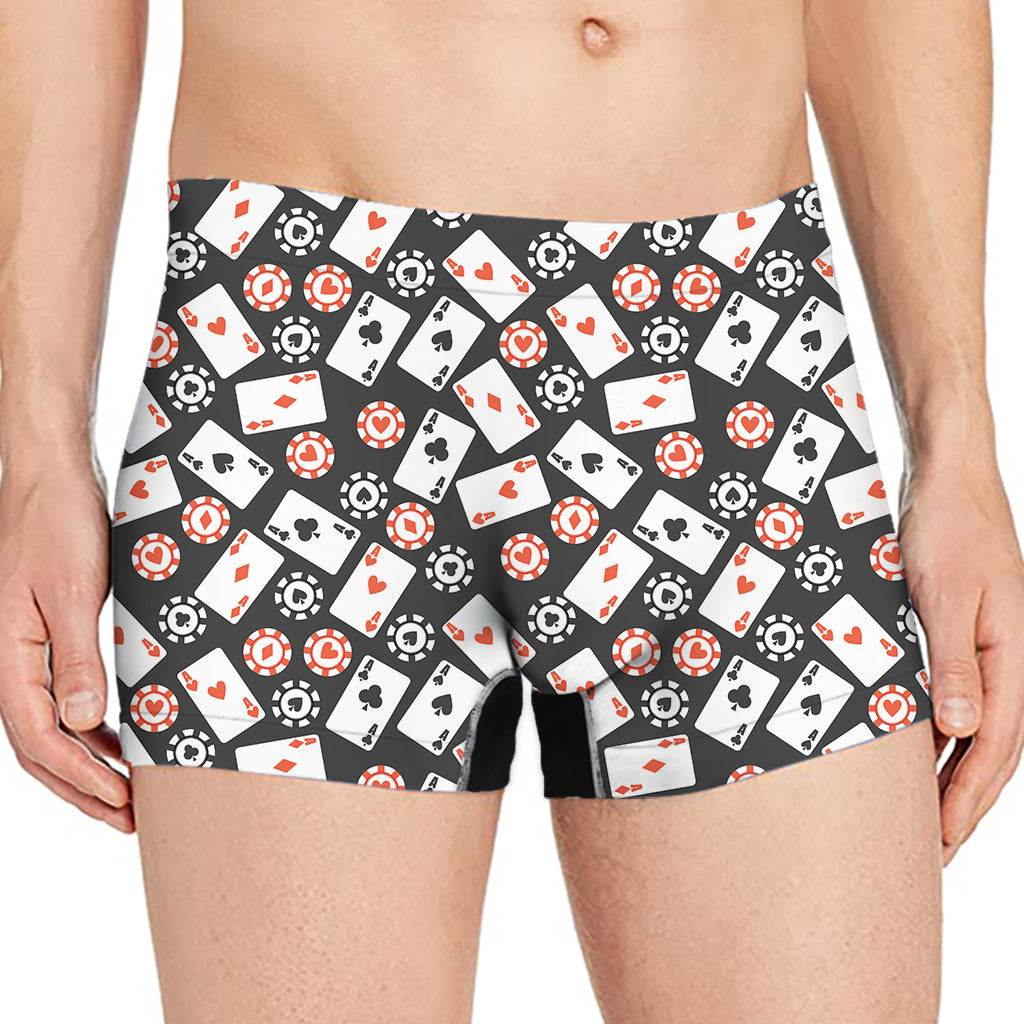Casino Chip And Card Pattern Print Men's Boxer Briefs