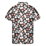 Casino Chip And Card Pattern Print Men's Short Sleeve Shirt