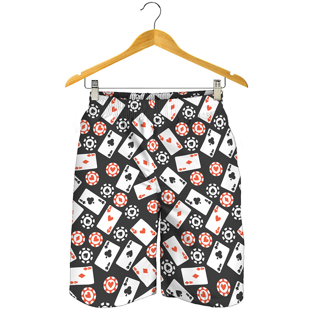 Casino Chip And Card Pattern Print Men's Shorts