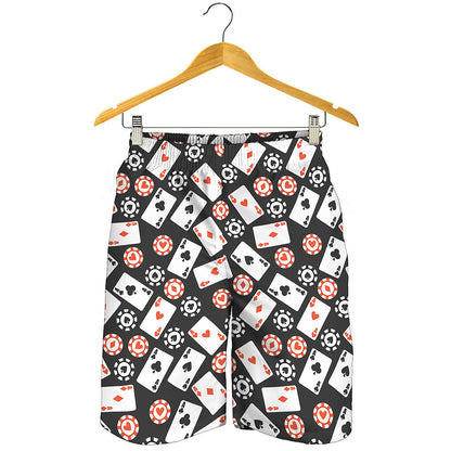 Casino Chip And Card Pattern Print Men's Shorts