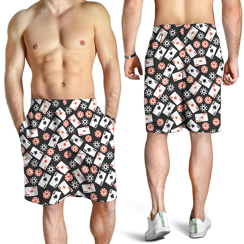 Casino Chip And Card Pattern Print Men's Shorts