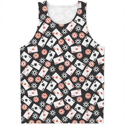 Casino Chip And Card Pattern Print Men's Tank Top