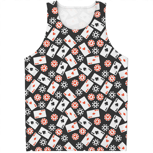 Casino Chip And Card Pattern Print Men's Tank Top