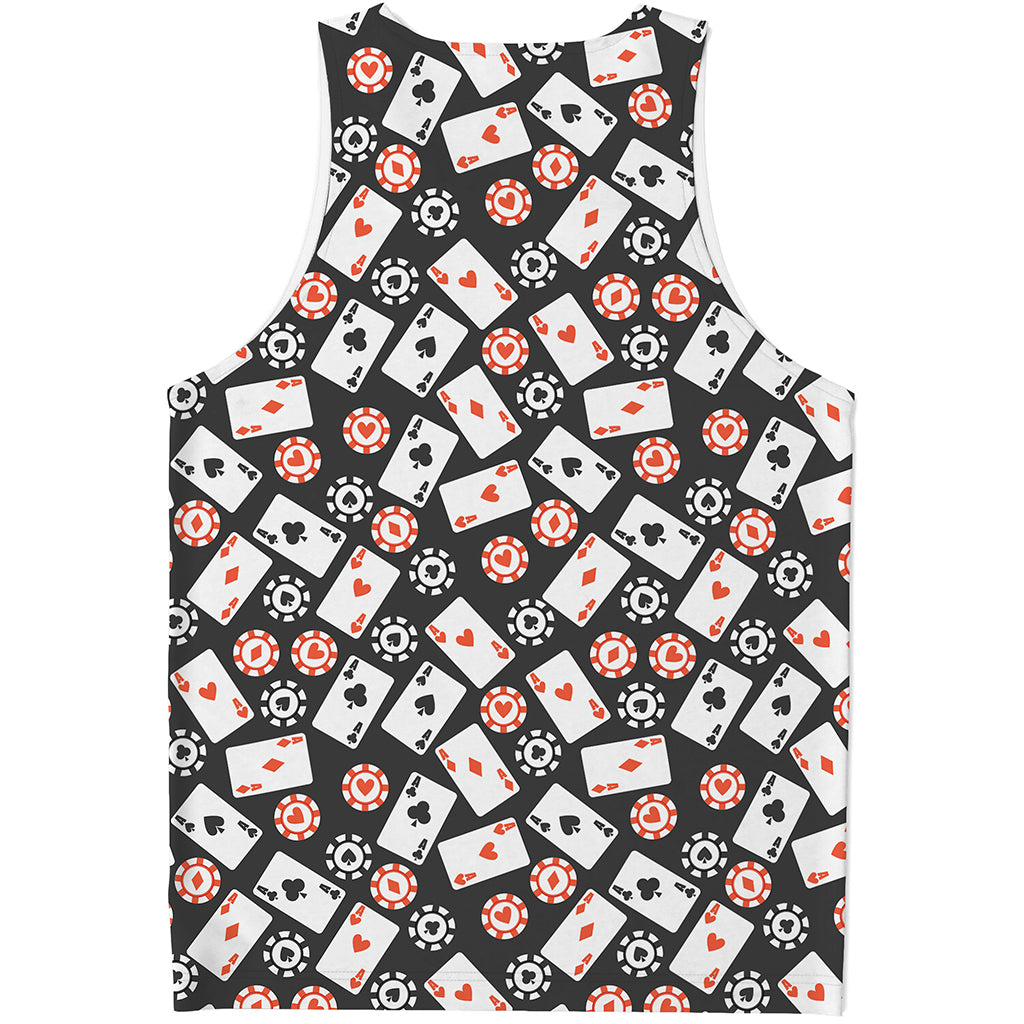 Casino Chip And Card Pattern Print Men's Tank Top