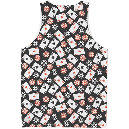 Casino Chip And Card Pattern Print Men's Tank Top