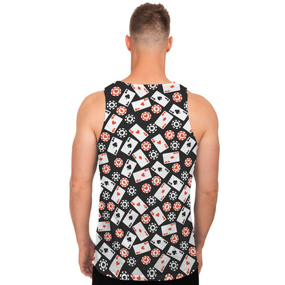 Casino Chip And Card Pattern Print Men's Tank Top