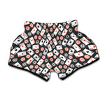 Casino Chip And Card Pattern Print Muay Thai Boxing Shorts