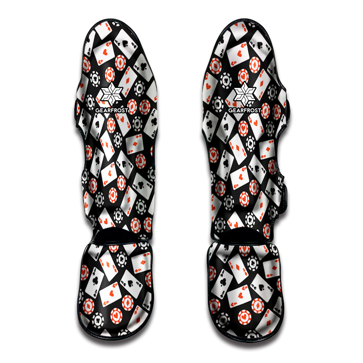 Casino Chip And Card Pattern Print Muay Thai Shin Guard