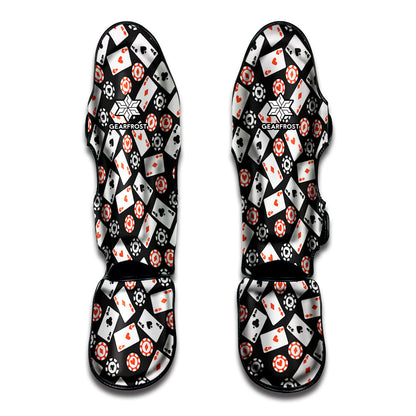 Casino Chip And Card Pattern Print Muay Thai Shin Guard