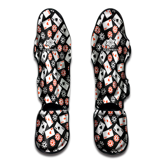Casino Chip And Card Pattern Print Muay Thai Shin Guard