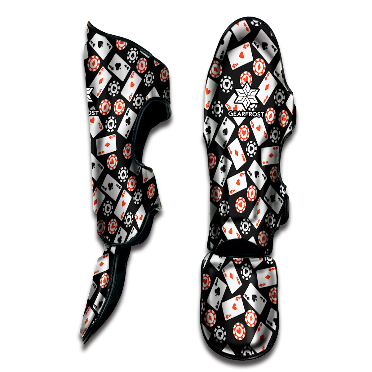 Casino Chip And Card Pattern Print Muay Thai Shin Guard