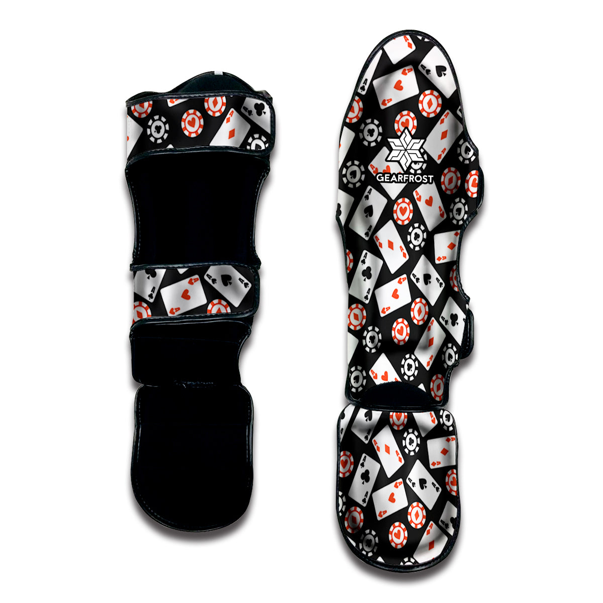 Casino Chip And Card Pattern Print Muay Thai Shin Guard