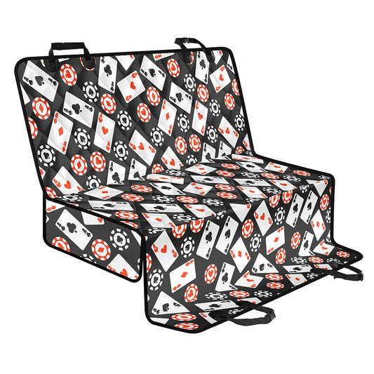 Casino Chip And Card Pattern Print Pet Car Back Seat Cover
