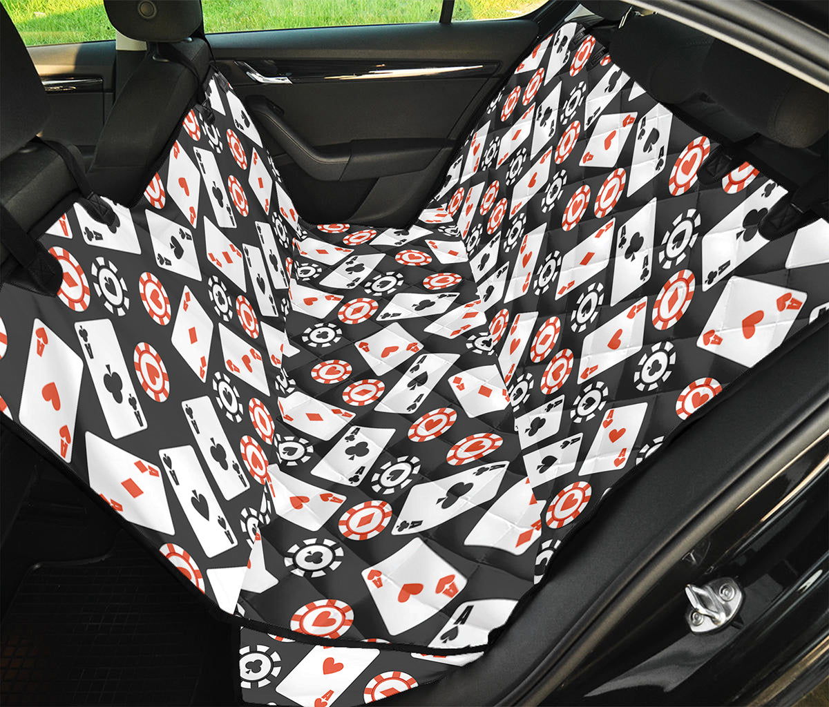 Casino Chip And Card Pattern Print Pet Car Back Seat Cover