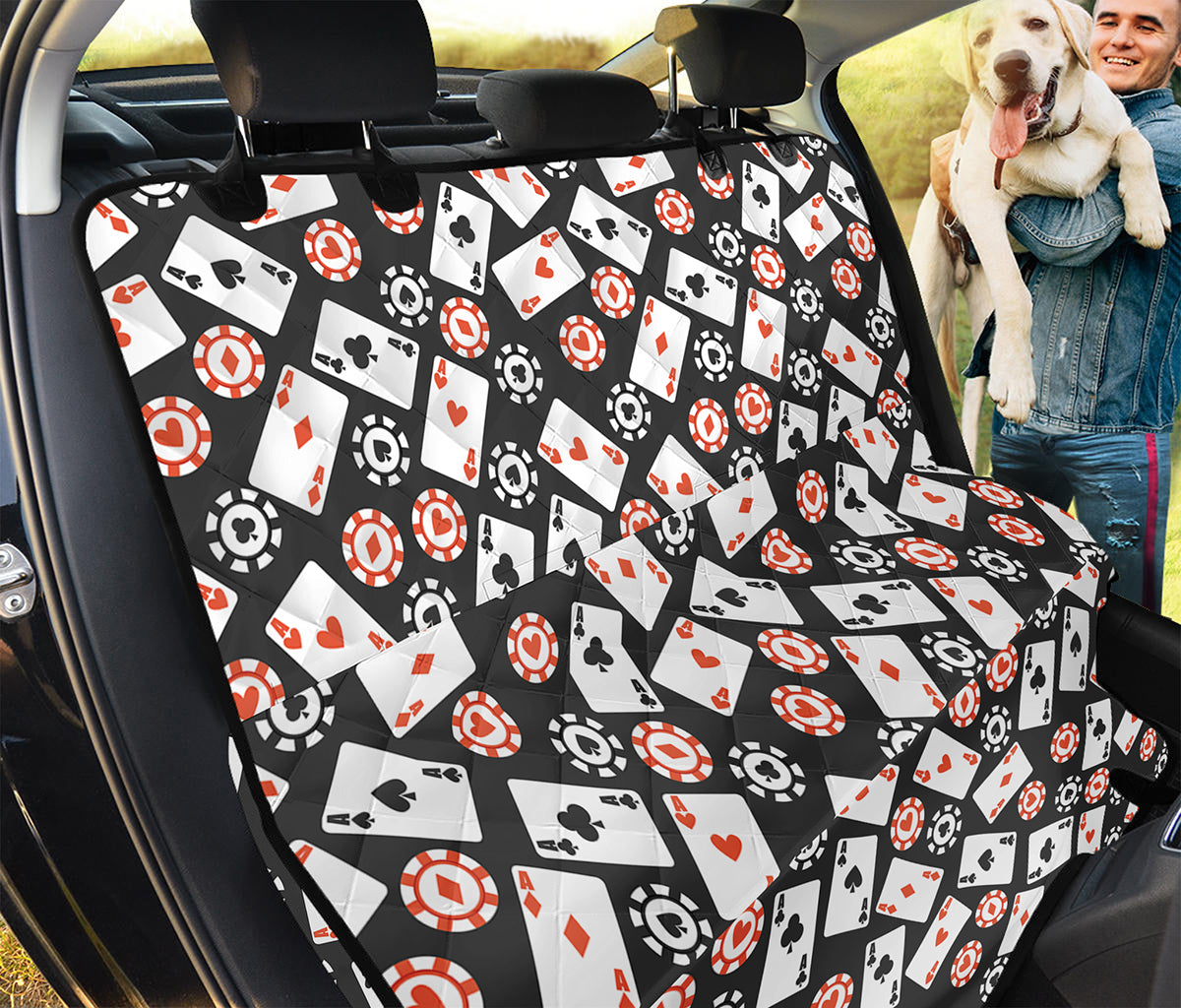 Casino Chip And Card Pattern Print Pet Car Back Seat Cover