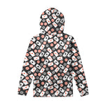 Casino Chip And Card Pattern Print Pullover Hoodie