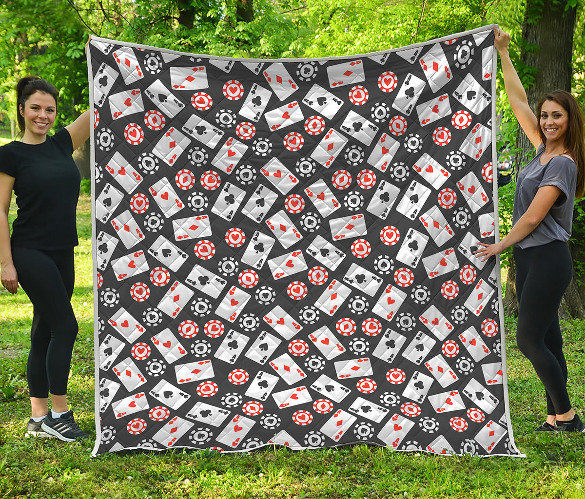 Casino Chip And Card Pattern Print Quilt
