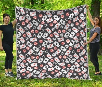 Casino Chip And Card Pattern Print Quilt