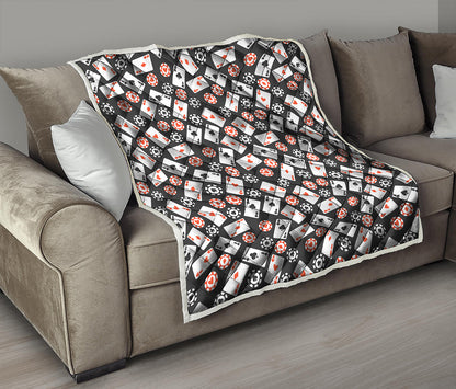 Casino Chip And Card Pattern Print Quilt