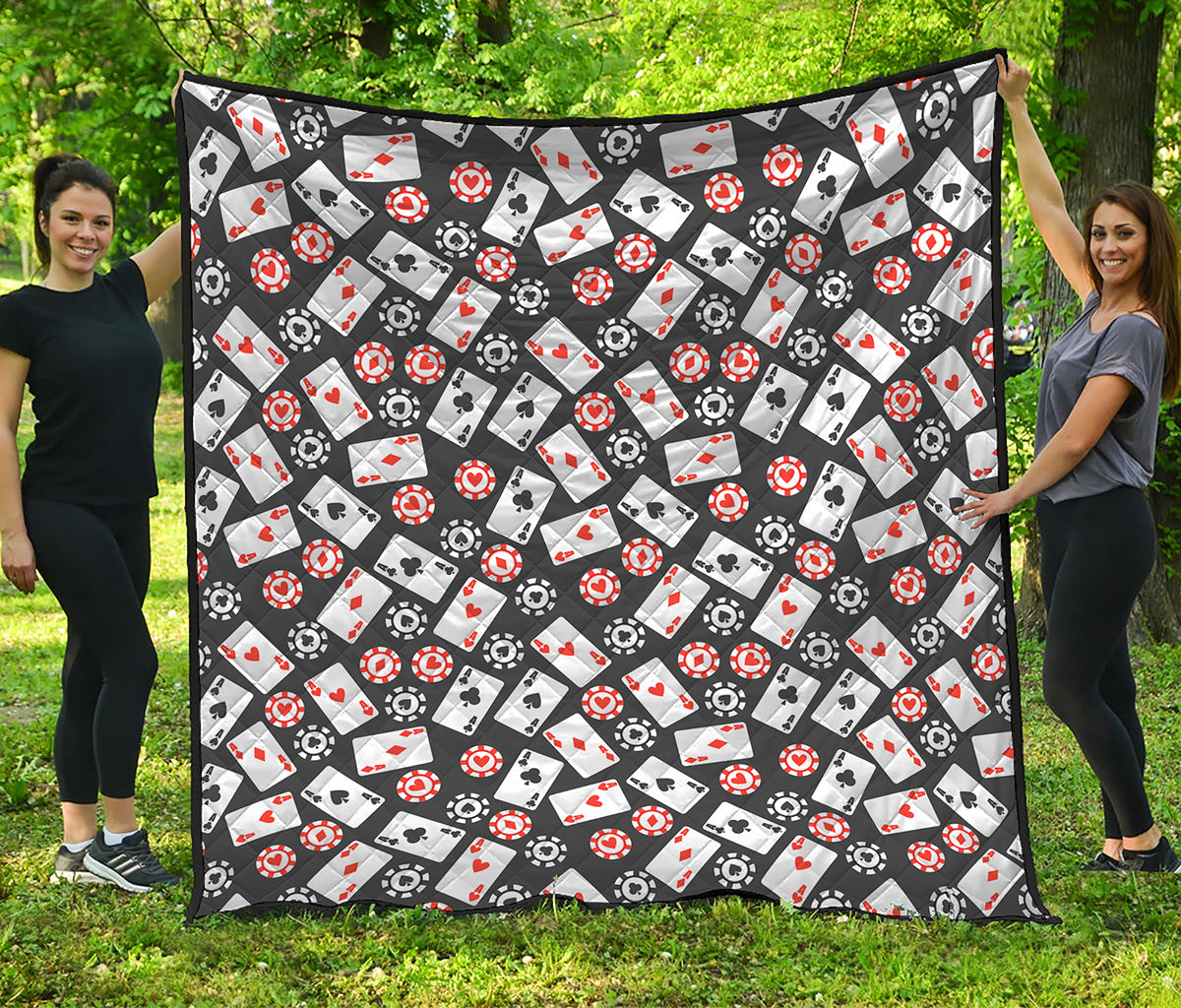 Casino Chip And Card Pattern Print Quilt