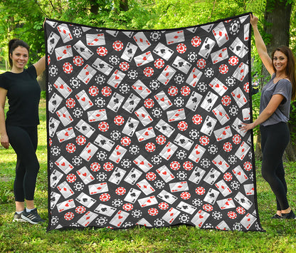 Casino Chip And Card Pattern Print Quilt