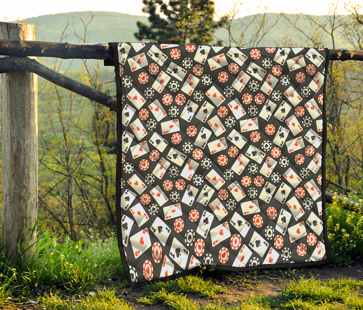 Casino Chip And Card Pattern Print Quilt