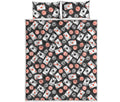 Casino Chip And Card Pattern Print Quilt Bed Set
