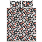 Casino Chip And Card Pattern Print Quilt Bed Set