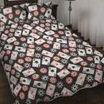 Casino Chip And Card Pattern Print Quilt Bed Set