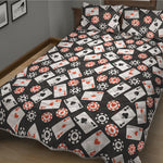 Casino Chip And Card Pattern Print Quilt Bed Set