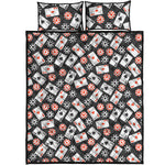 Casino Chip And Card Pattern Print Quilt Bed Set