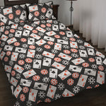 Casino Chip And Card Pattern Print Quilt Bed Set