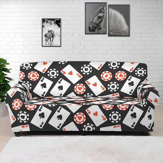 Casino Chip And Card Pattern Print Sofa Cover